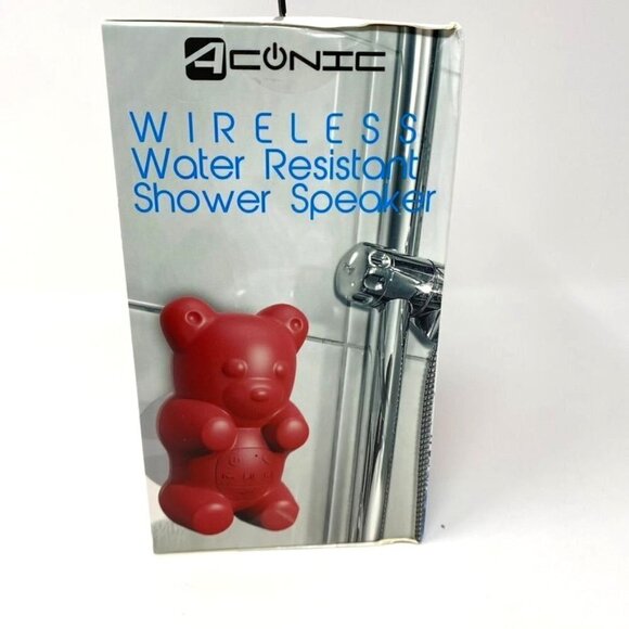 Aconic Wireless Water Resistant Shower Speaker Red Bear IPX4 NIB - Picture 3 of 7